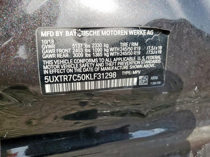 Photo 14 from auction – 2019 BMW X3 SDRIVE3 with VIN 5UXTR7C50KLF31298