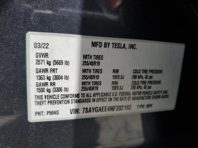 Фото 14 с аукциона – 2022 TESLA MODEL Y с VIN 7SAYGAEE4NF392193