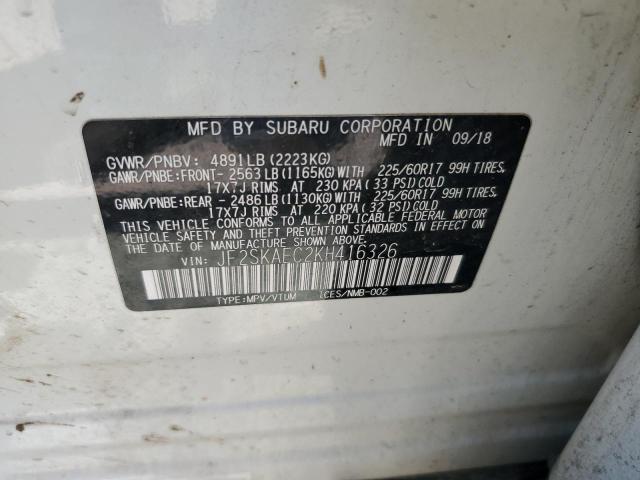 Photo 14 from auction – 2019 SUBARU FORESTER P with VIN JF2SKAEC2KH416326