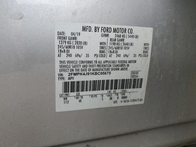 Photo 14 from auction – 2019 FORD EDGE SEL with VIN 2FMPK4J91KBC05675