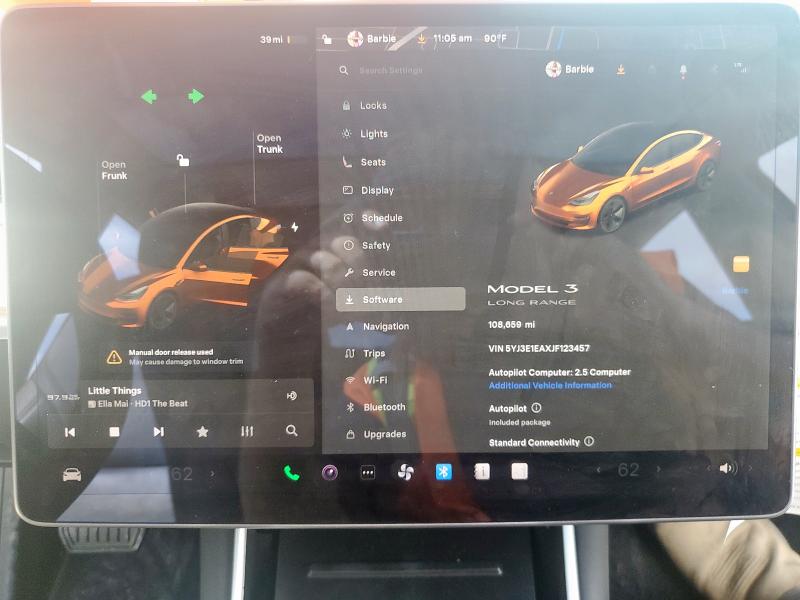 Photo 9 from auction – 2018 TESLA MODEL 3 with VIN 5YJ3E1EAXJF123457