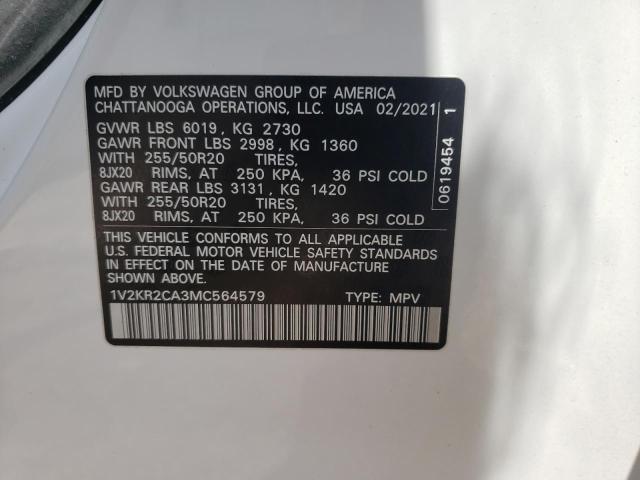 Photo 14 from auction – 2021 VOLKSWAGEN ATLAS SE with VIN 1V2KR2CA3MC564579