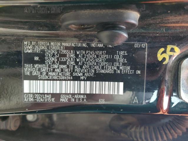 Photo 14 from auction – 2012 TOYOTA HIGHLANDER with VIN 5TDZK3EH8CS084944