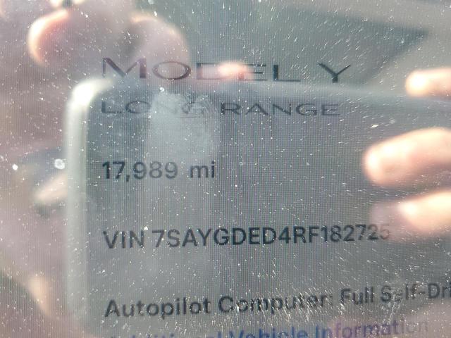 Photo 9 from auction – 2024 TESLA MODEL Y with VIN 7SAYGDED4RF182725