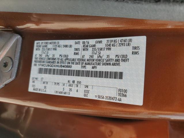 Photo 14 from auction – 2017 FORD ESCAPE SE with VIN 1FMCU9GDXHUB40880