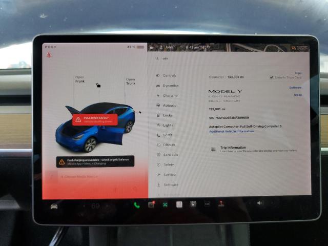 Photo 9 from auction – 2022 TESLA MODEL Y with VIN 7SAYGDEE3NF309659