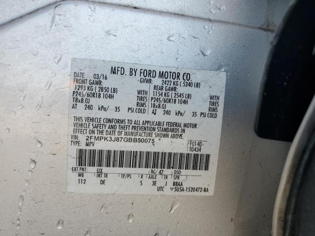 Photo 14 from auction – 2016 FORD EDGE SEL with VIN 2FMPK3J87GBB50075