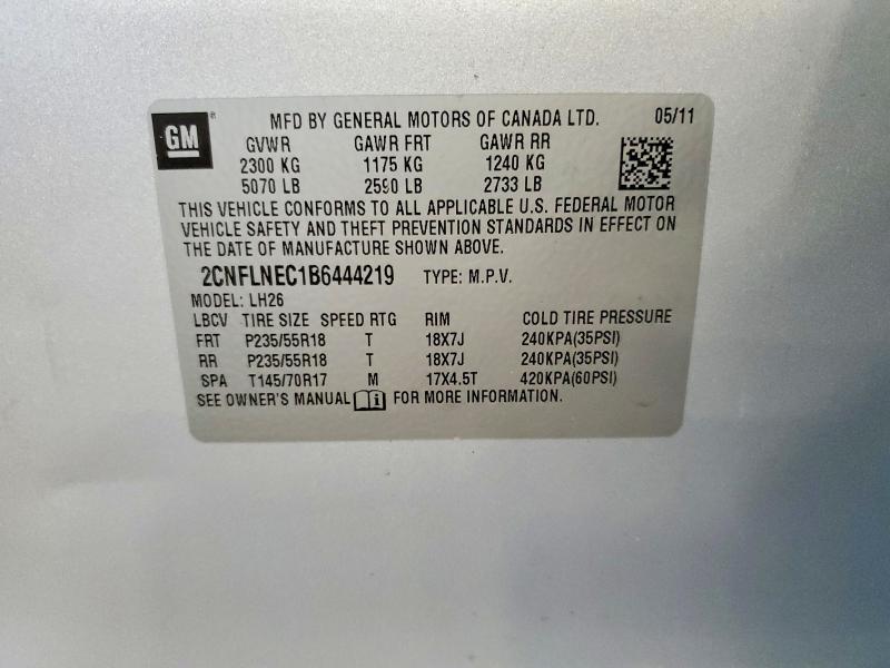 Photo 14 from auction – 2011 CHEVROLET EQUINOX with VIN 2CNFLNEC1B6444219