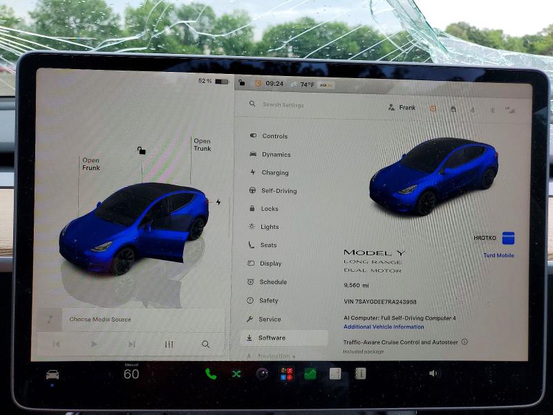 Photo 9 from auction – 2024 TESLA MODEL Y with VIN 7SAYGDEE7RA243958