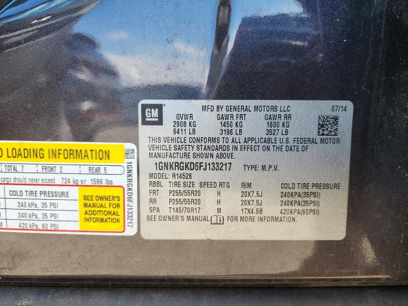 Photo 14 from auction – 2015 CHEVROLET TRAVERSE with VIN 1GNKRGKD6FJ133217