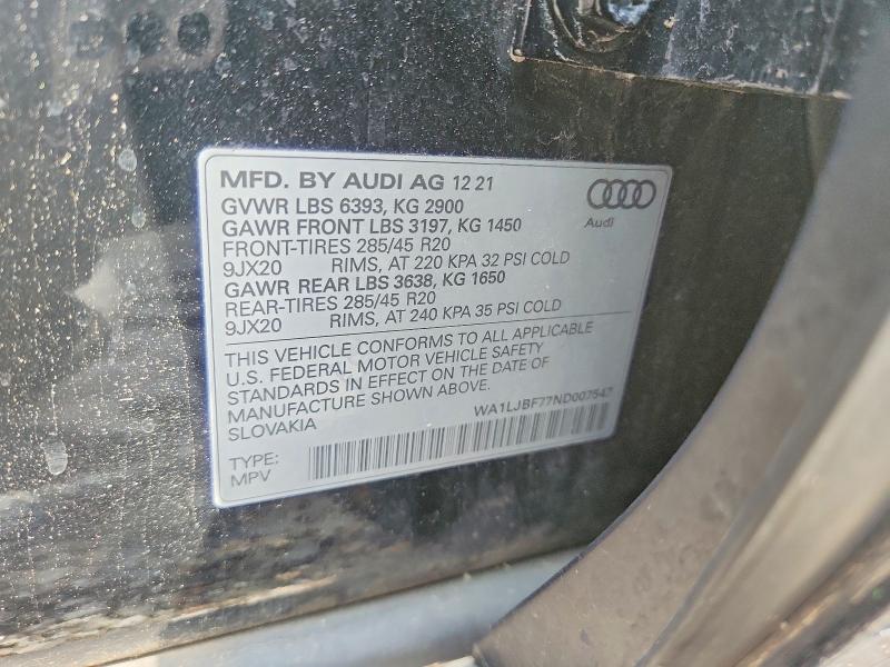 Photo 14 from auction – 2022 AUDI Q7 with VIN WA1LJBF77ND007547