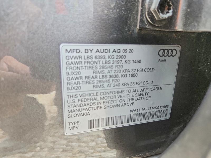 Photo 14 from auction – 2021 AUDI Q7 with VIN WA1LJAF76MD012568