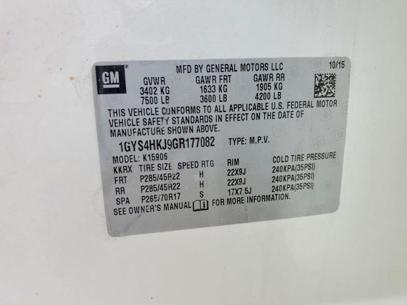 Photo 14 from auction – 2016 CADILLAC ESCALADE with VIN 1GYS4HKJ9GR177082