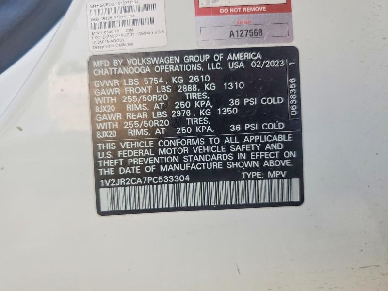 Photo 14 from auction – 2023 VOLKSWAGEN ATLAS with VIN 1V2JR2CA7PC533304