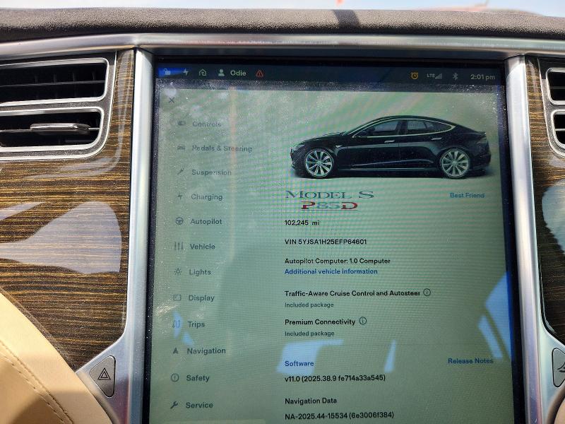 Photo 9 from auction – 2014 TESLA MODEL S with VIN 5YJSA1H25EFP64601