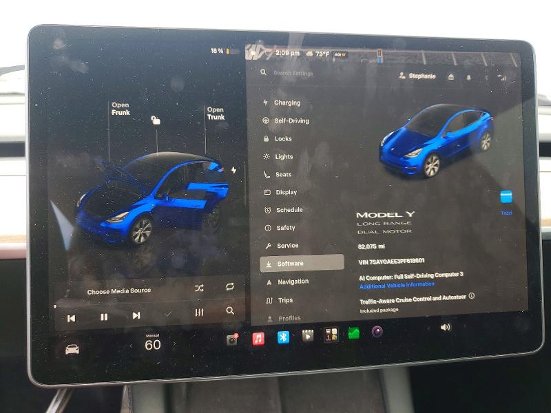 Photo 9 from auction – 2023 TESLA MODEL Y with VIN 7SAYGAEE3PF618601