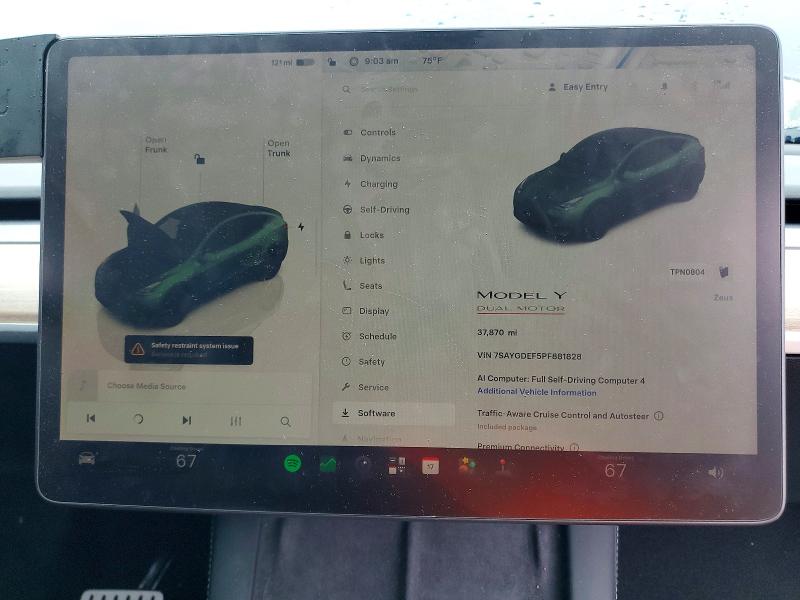 Photo 9 from auction – 2023 TESLA MODEL Y with VIN 7SAYGDEF5PF881828