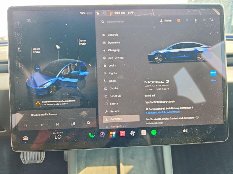 Photo 9 from auction – 2025 TESLA MODEL 3 with VIN 5YJ3E1EBXSF044509