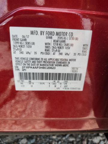 Photo 14 from auction – 2017 FORD EDGE with VIN 2FMPK4AP3HBC20623