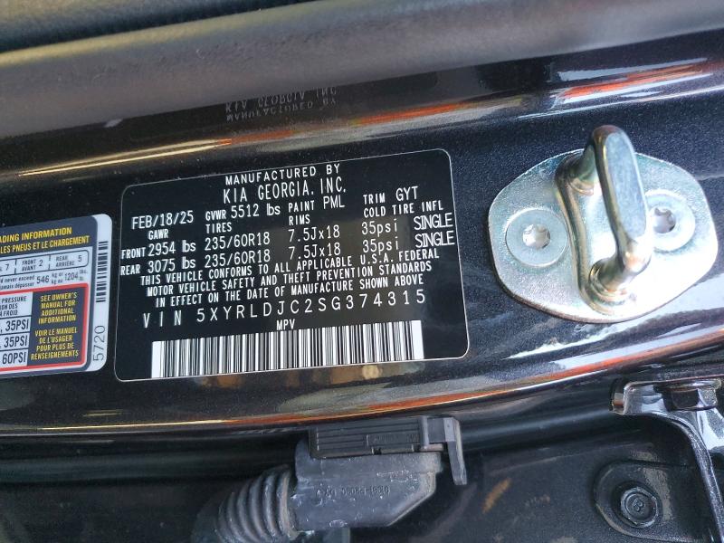 Photo 14 from auction – 2025 KIA SORENTO with VIN 5XYRLDJC2SG374315