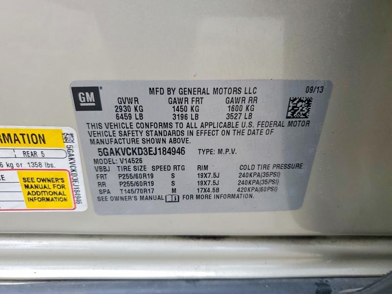 Photo 14 from auction – 2014 BUICK ENCLACV with VIN 5GAKVCKD3EJ184946
