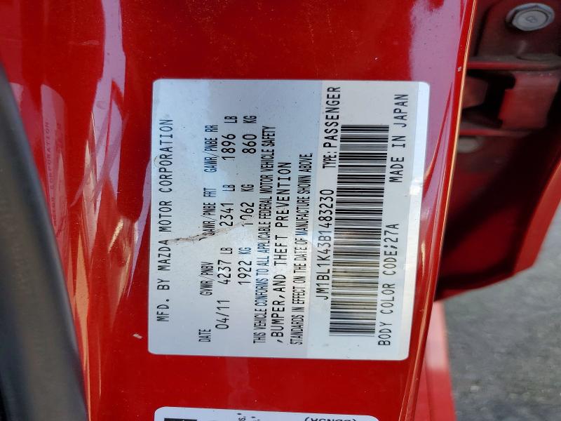 Photo 14 from auction – 2011 MAZDA SPEED with VIN JM1BL1K43B1483230