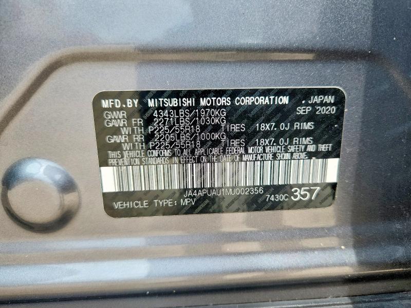 Снимка 14 от търг – 2021 MITSUBISHI OUTLANDER SPORT с VIN JA4APUAU1MU002356