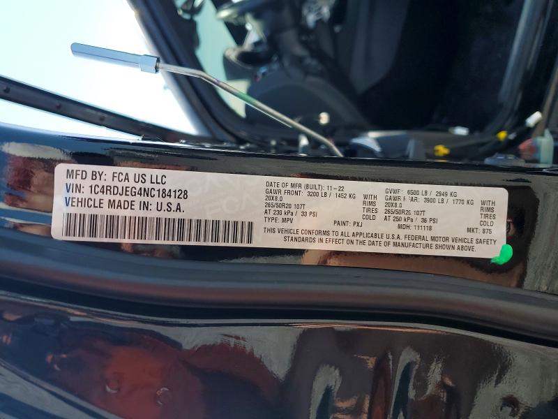 Photo 14 from auction – 2022 DODGE DURANGO with VIN 1C4RDJEG4NC184128