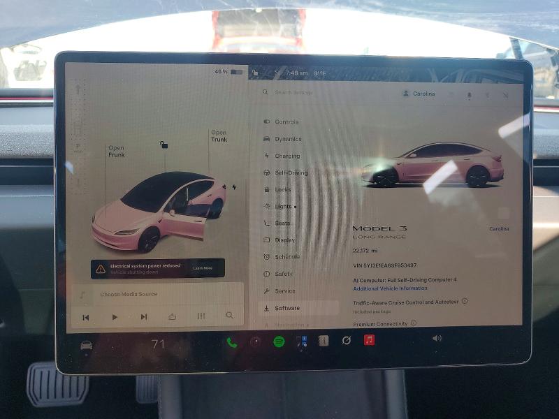 Photo 9 from auction – 2025 TESLA MODEL 3 with VIN 5YJ3E1EA6SF953497