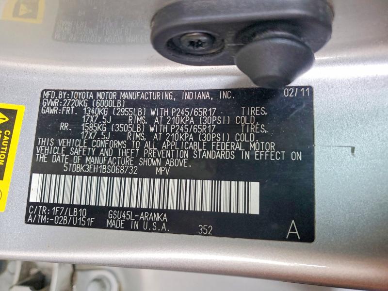 Photo 14 from auction – 2011 TOYOTA HIGHLANDER with VIN 5TDBK3EH1BS068732