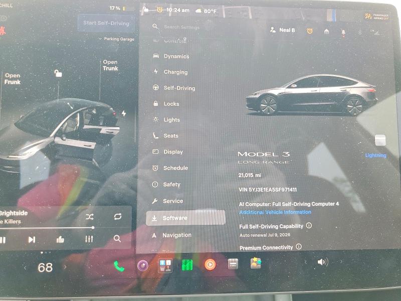Photo 9 from auction – 2025 TESLA MODEL 3 with VIN 5YJ3E1EA5SF971411