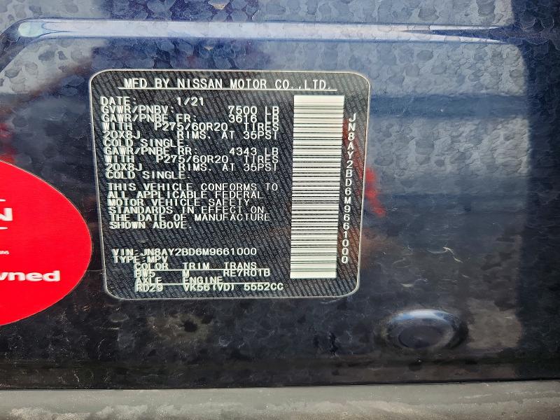 Photo 14 from auction – 2021 NISSAN ARMADA with VIN JN8AY2BD6M9661000