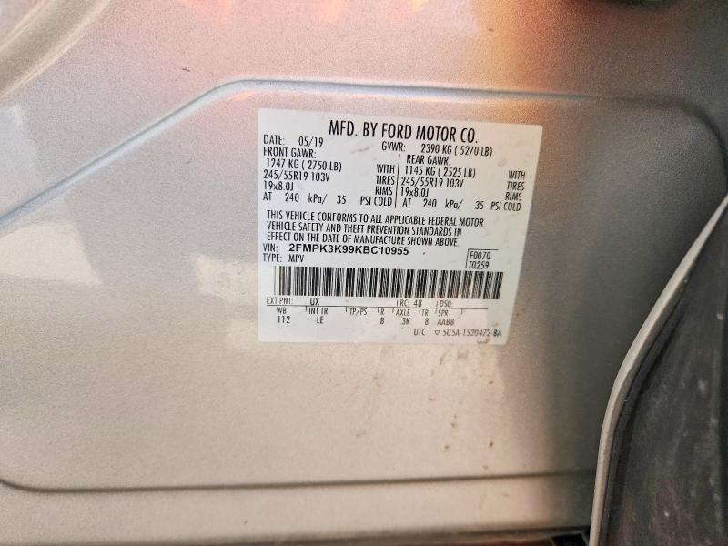 Photo 14 from auction – 2019 FORD EDGE with VIN 2FMPK3K99KBC10955