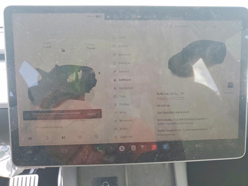 Photo 9 from auction – 2022 TESLA MODEL Y with VIN 7SAYGDEF4NF450491