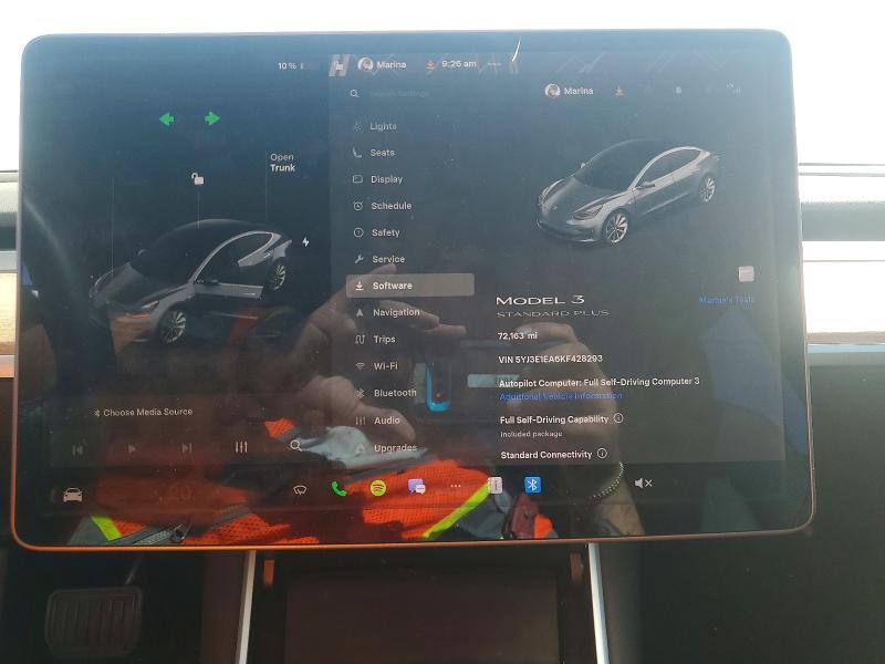 Photo 9 from auction – 2019 TESLA MODEL 3 with VIN 5YJ3E1EA6KF428293