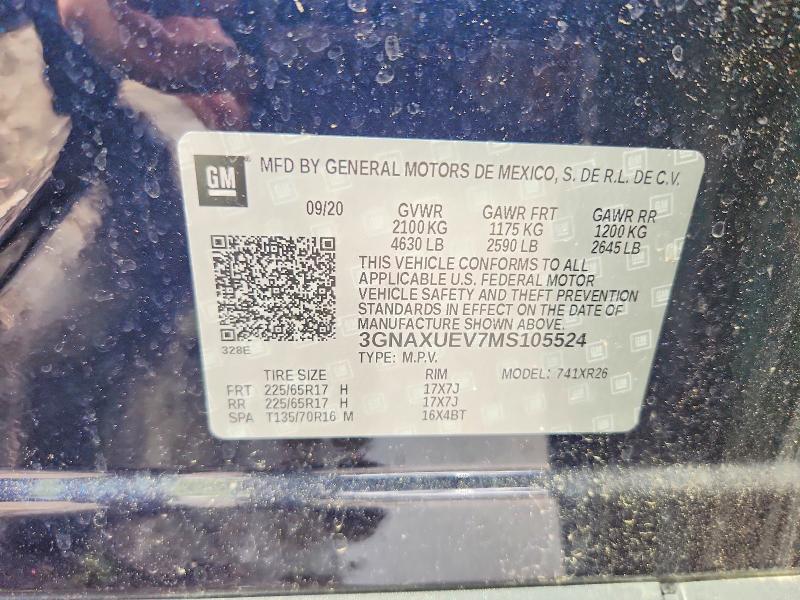 Photo 14 from auction – 2021 CHEVROLET EQUINOX with VIN 3GNAXUEV7MS105524
