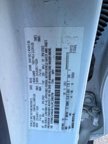 Photo 10 from auction – 2020 FORD ESCAPE with VIN 1FMCU9G61LUC28078