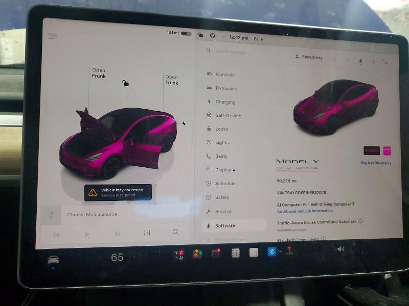 Photo 9 from auction – 2022 TESLA MODEL Y with VIN 7SAYGDEF1NF532078