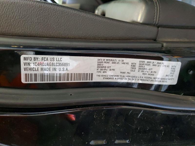 صورة رقم 14 من المزاد - 2020 DODGE DURANGO مع VIN 1C4RDJAG8LC356891