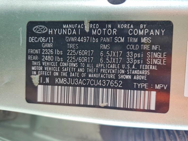 Photo 14 from auction – 2012 HYUNDAI TUCSON with VIN KM8JU3AC7CU437652
