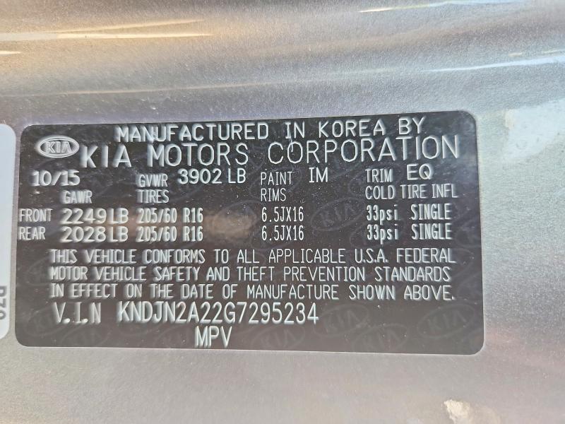 Photo 14 from auction – 2016 KIA SOUL with VIN KNDJN2A22G7295234