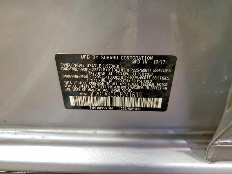 Photo 14 from auction – 2018 SUBARU CROSSTREK with VIN JF2GTABC5JH241639