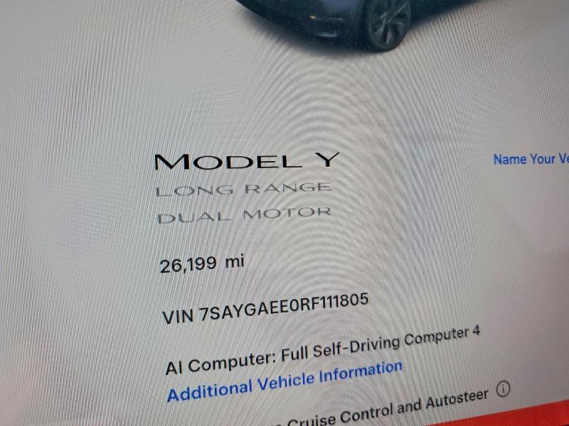 Photo 9 from auction – 2024 TESLA MODEL Y with VIN 7SAYGAEE0RF111805