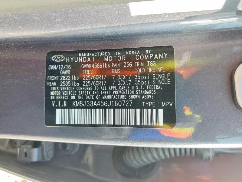Photo 14 from auction – 2016 HYUNDAI TUCSON with VIN KM8J33A45GU160727