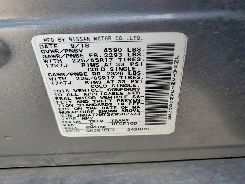 Photo 14 from auction – 2019 NISSAN ROGUE with VIN JN8AT2MT3KW502324