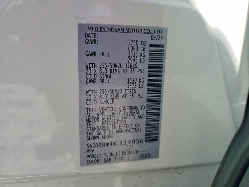 Photo 14 from auction – 2024 NISSAN PATHFINDER with VIN 5N1DR3DK4RC314956