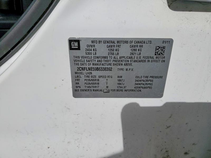 Photo 14 from auction – 2011 CHEVROLET EQUINOX with VIN 2CNFLNE59B6338392
