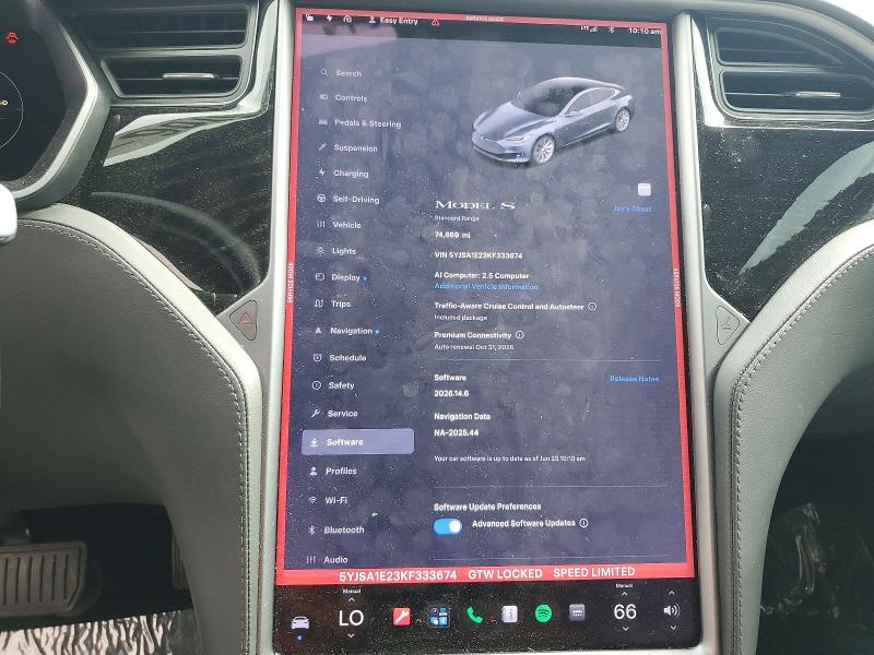 Photo 9 from auction – 2019 TESLA MODEL S with VIN 5YJSA1E23KF333674