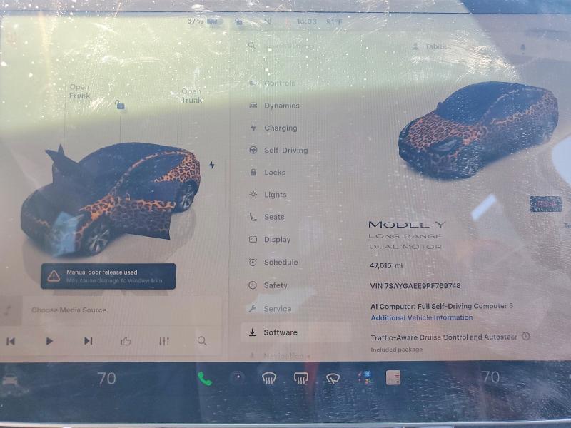 Photo 9 from auction – 2023 TESLA MODEL Y with VIN 7SAYGAEE9PF769748