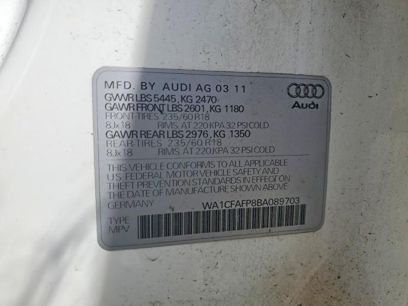 Photo 14 from auction – 2011 AUDI Q5 with VIN WA1CFAFP8BA089703